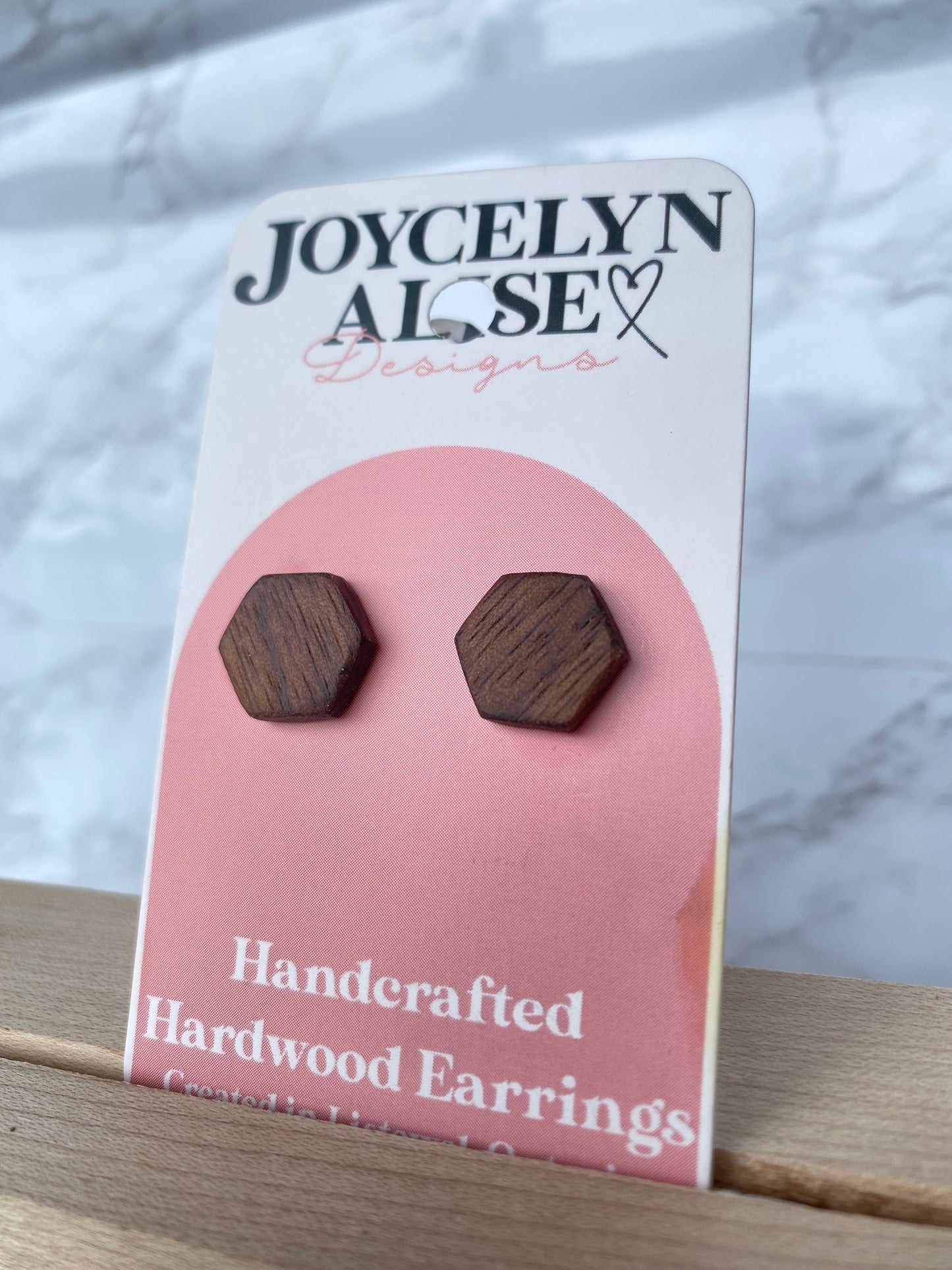 Walnut hexagon style studs