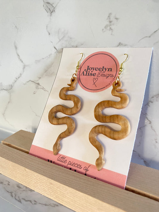 Snake Curly Maple Wood Earrings
