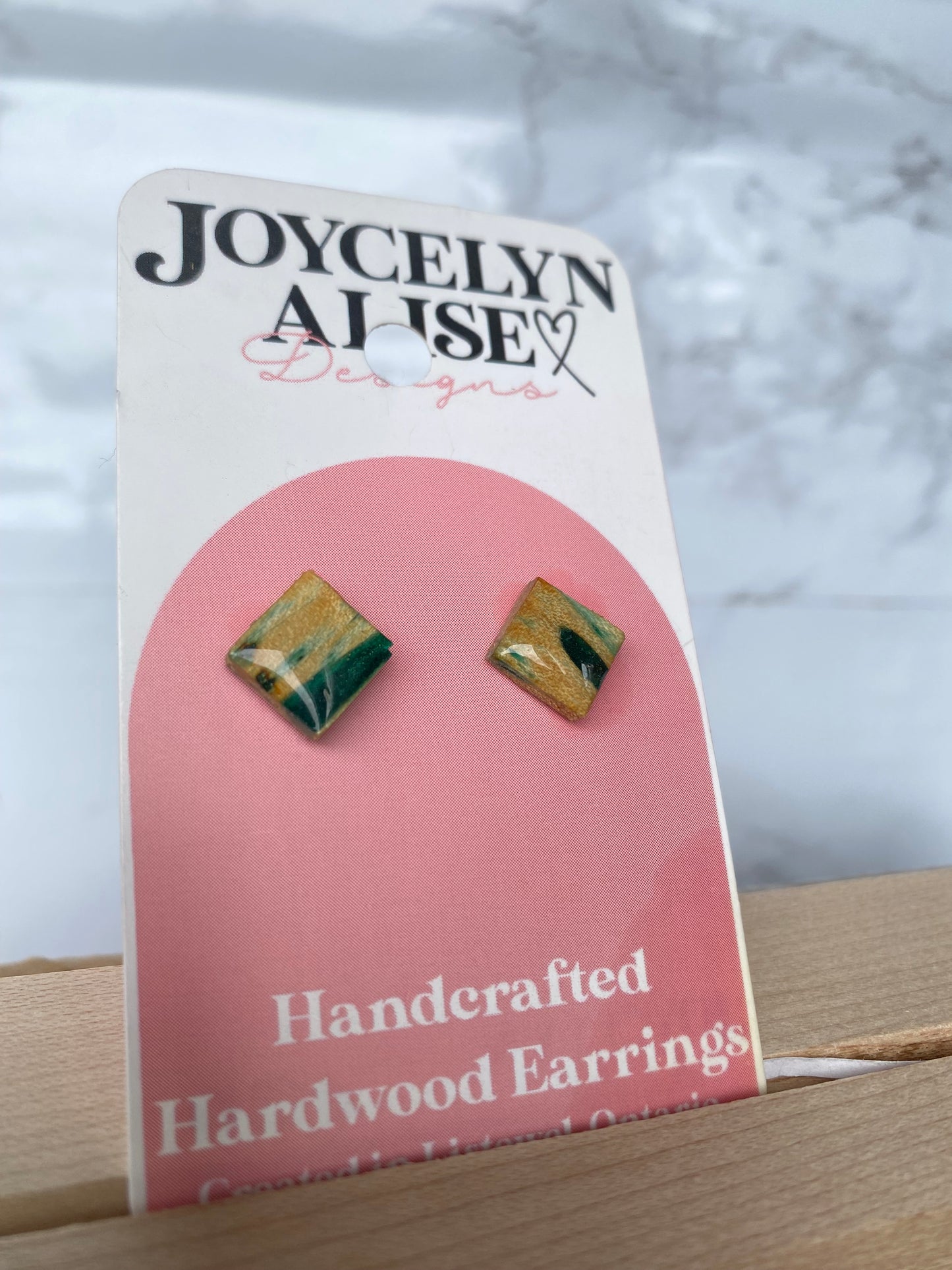 Soft maple + Green Resin square studs