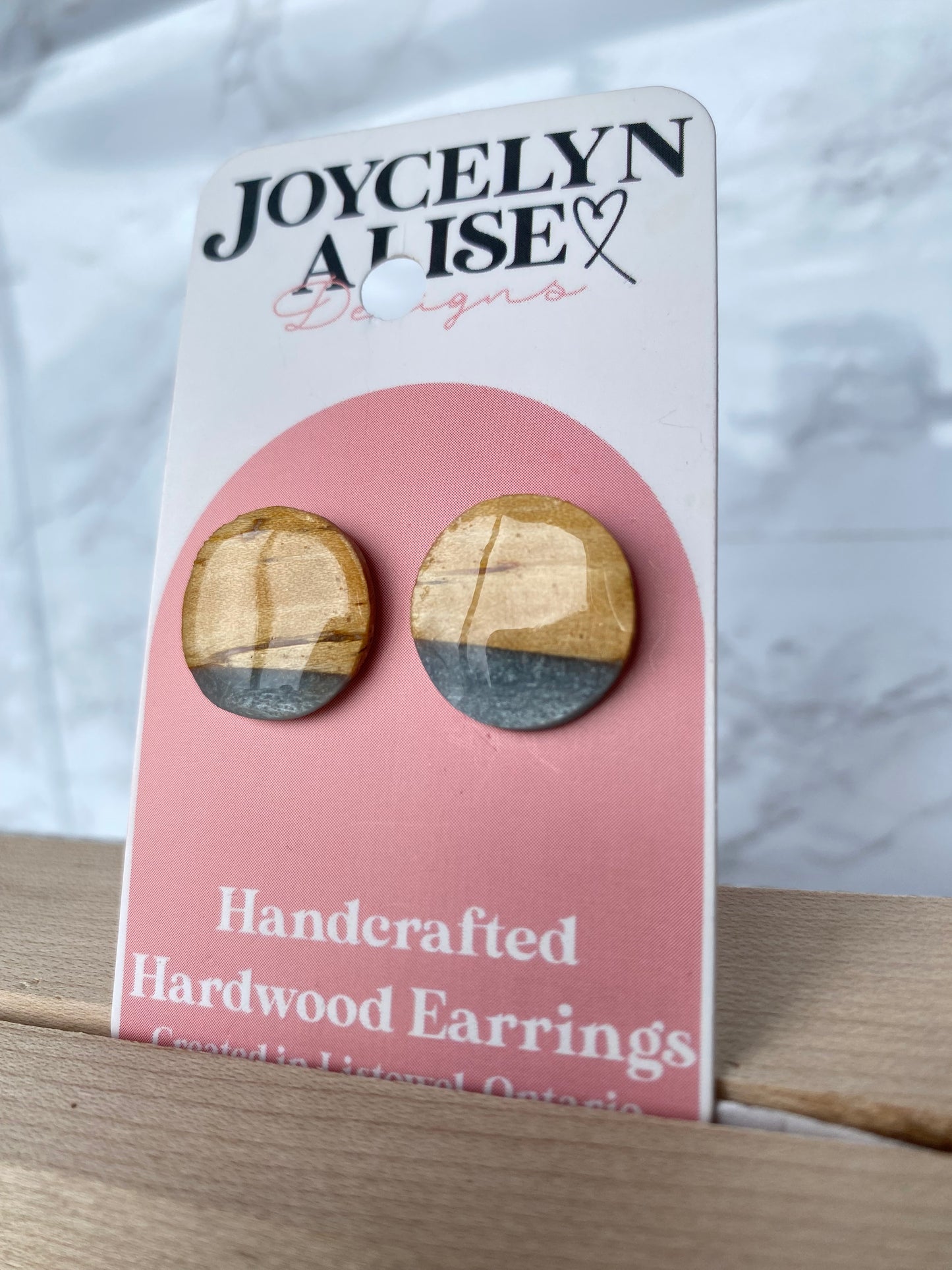 Soft maple + Blue Shimmery epoxy statement studs