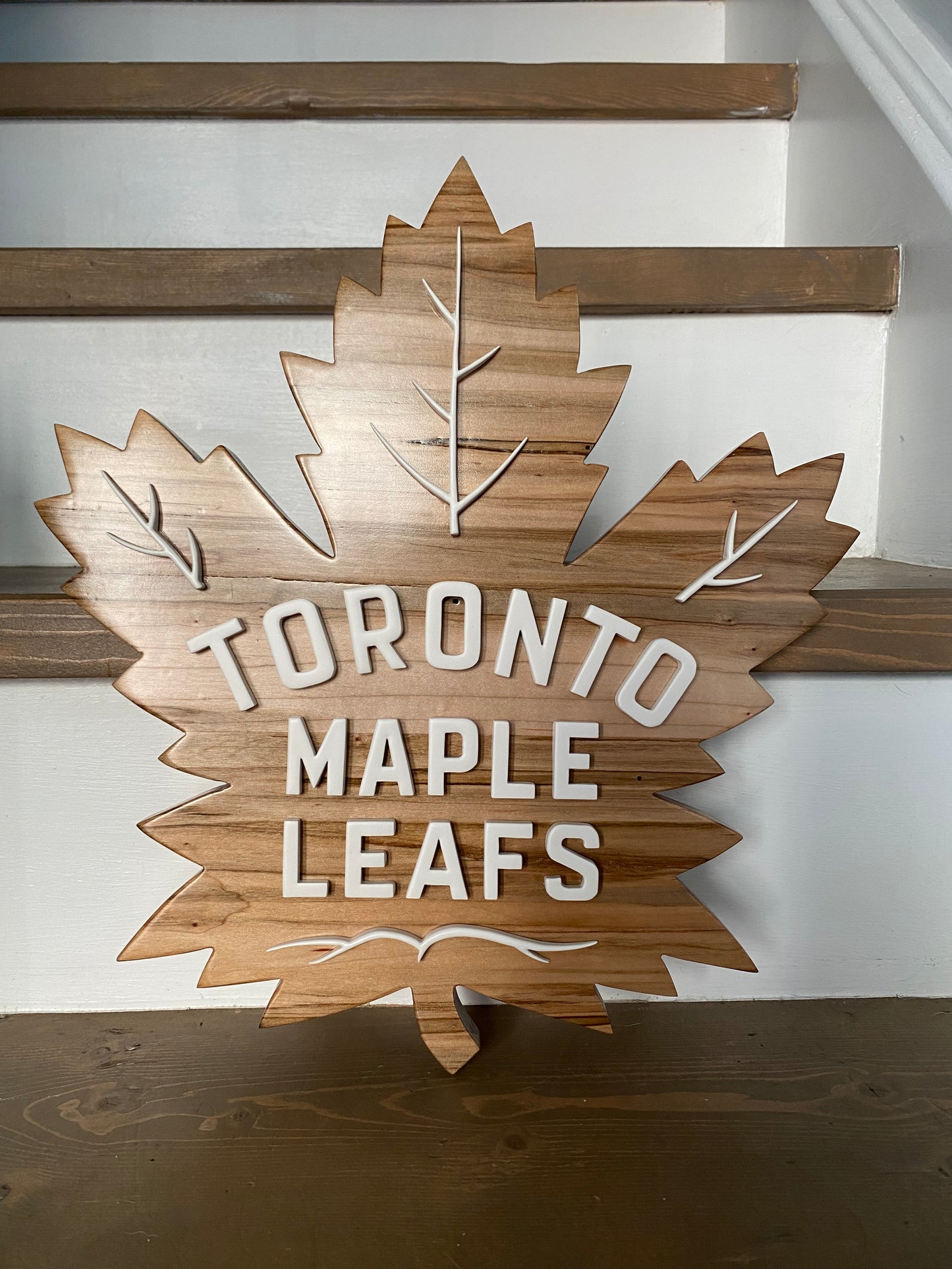 Toronto Maple Leafs Handcut logo-Ambrosia Maple & Warm White