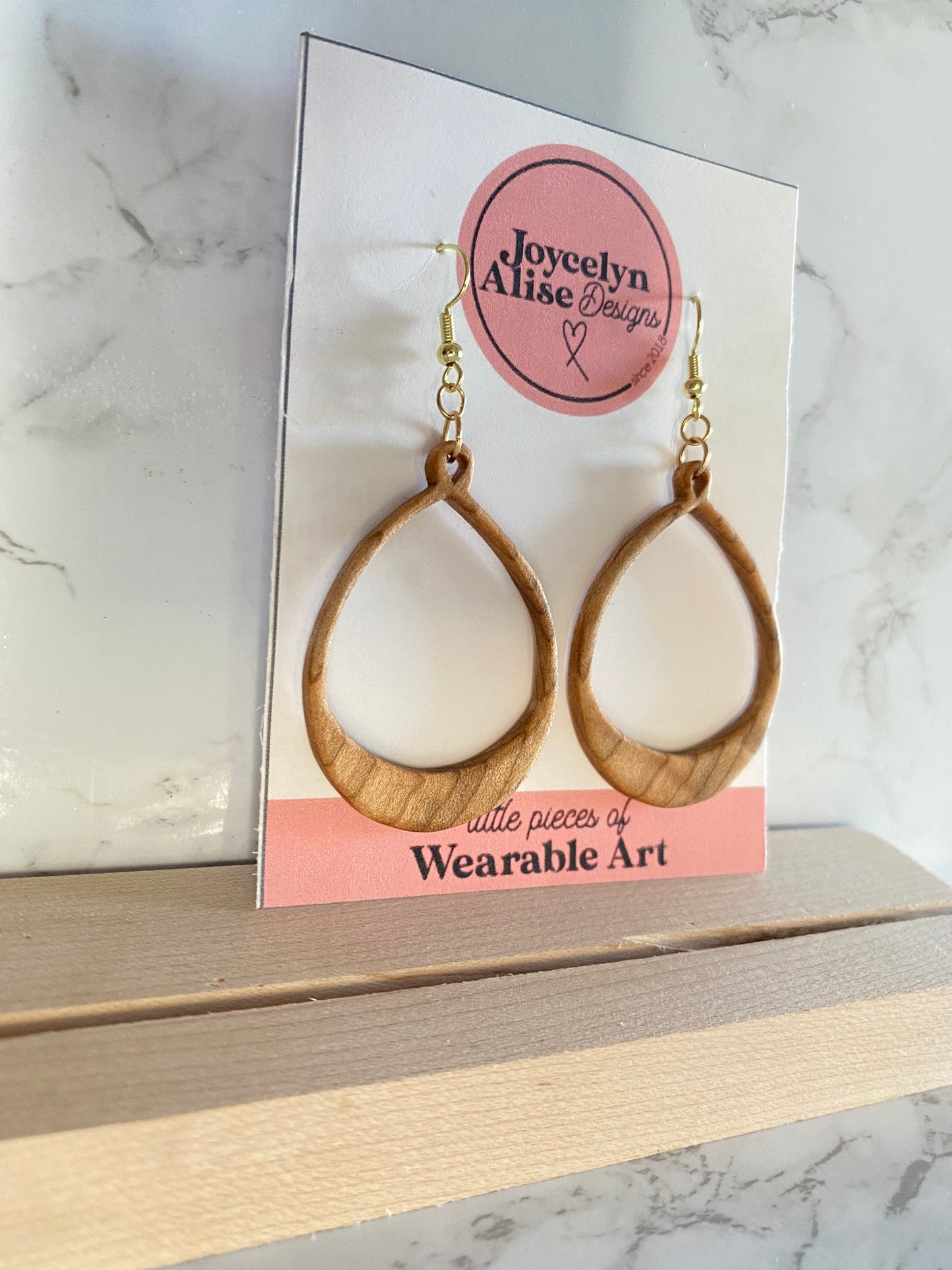Curly Maple Wood Dangle Earrings