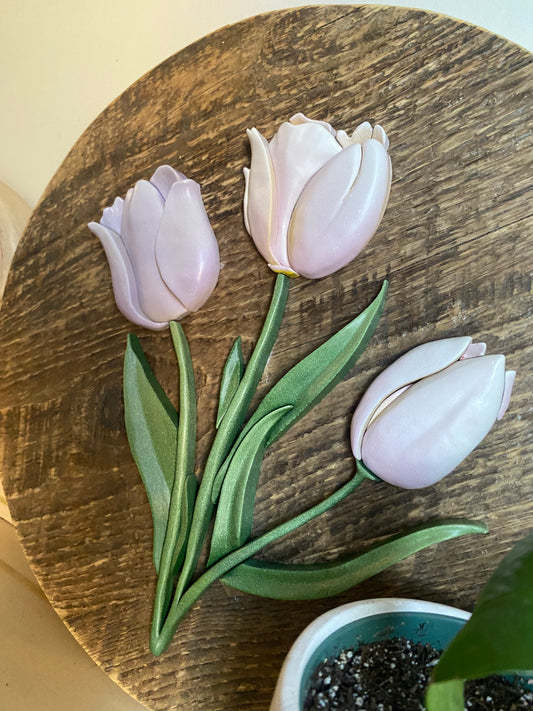 14” Pastel Tulips on Barnwood