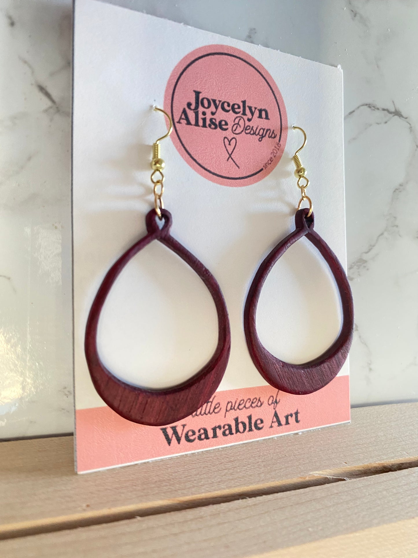 PurpleHeart Wood Dangle Earrings