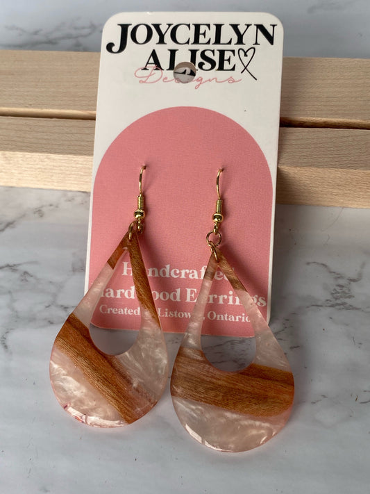 Maple + soft pink pearl swirl teardrop earrings