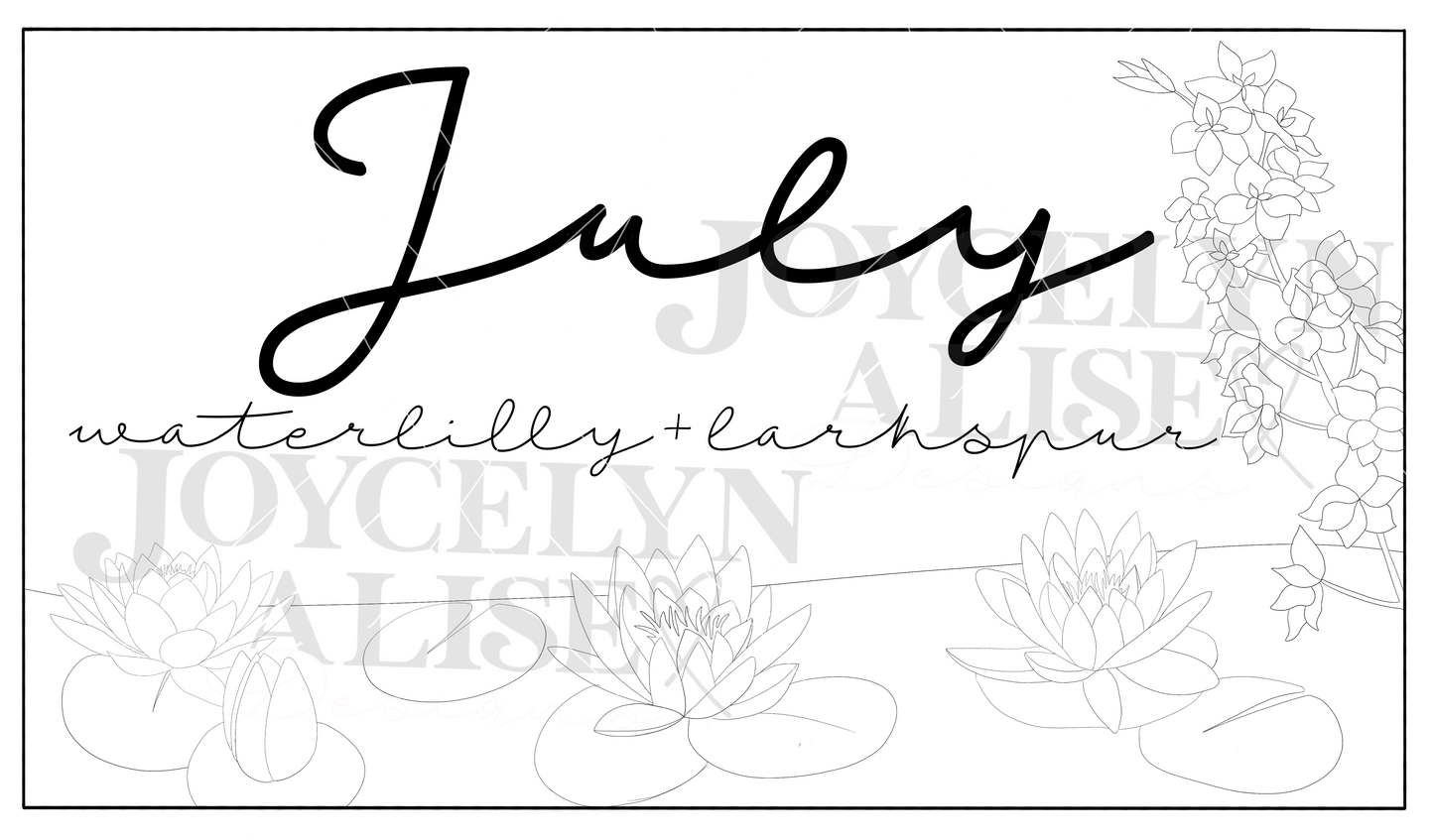July water lily + larkspur scroll saw template