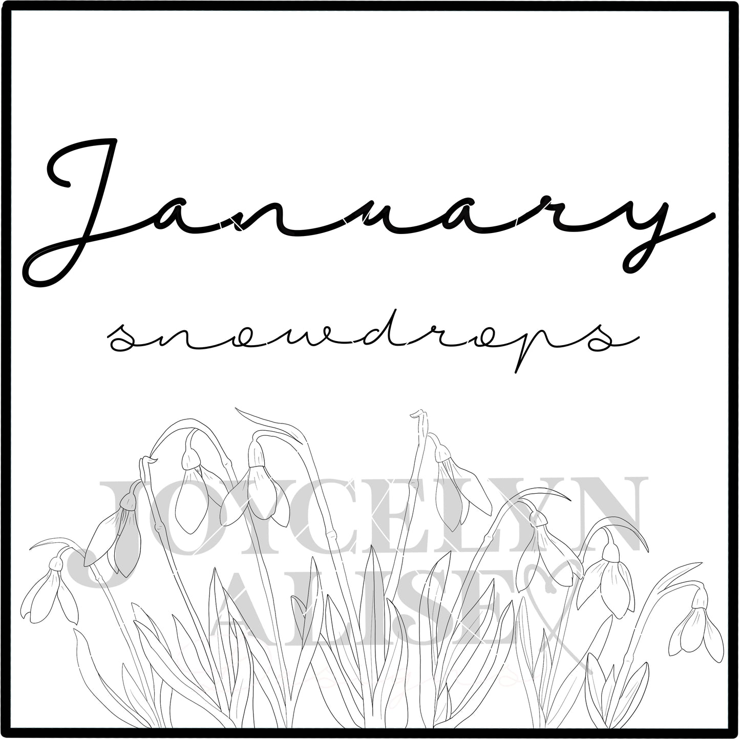 January snow drops scroll saw template