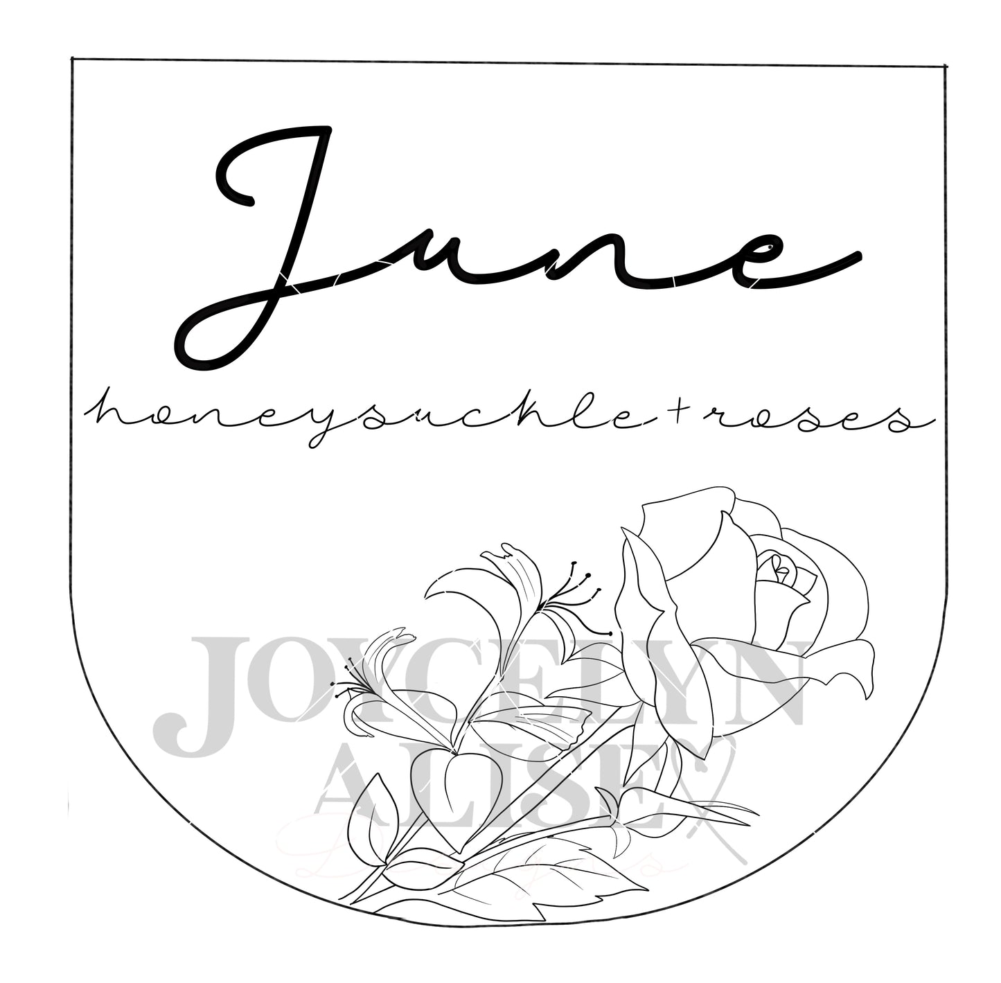 June rose + honeysuckle scroll saw template