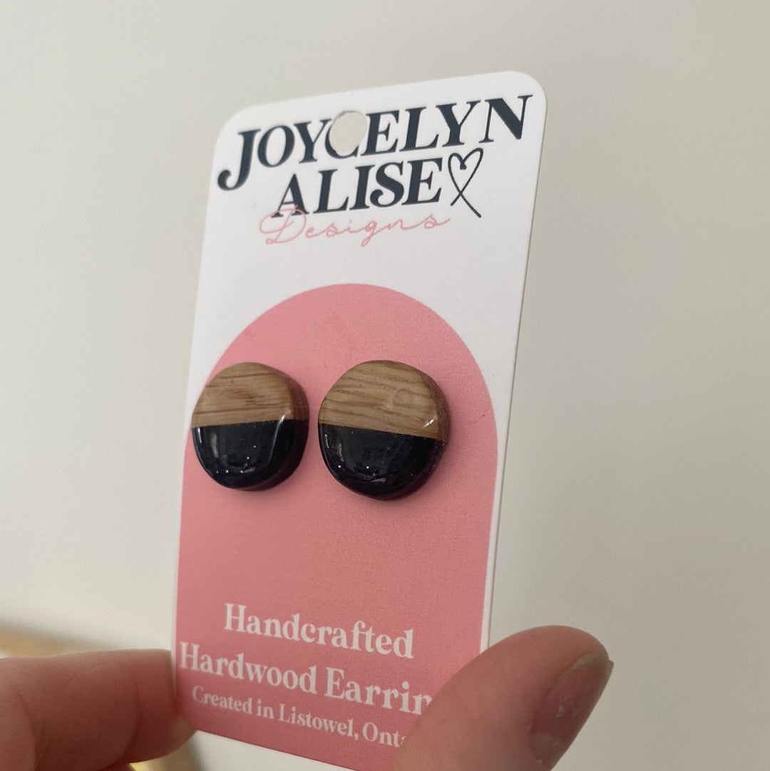 White oak and black shimmer Statement Studs