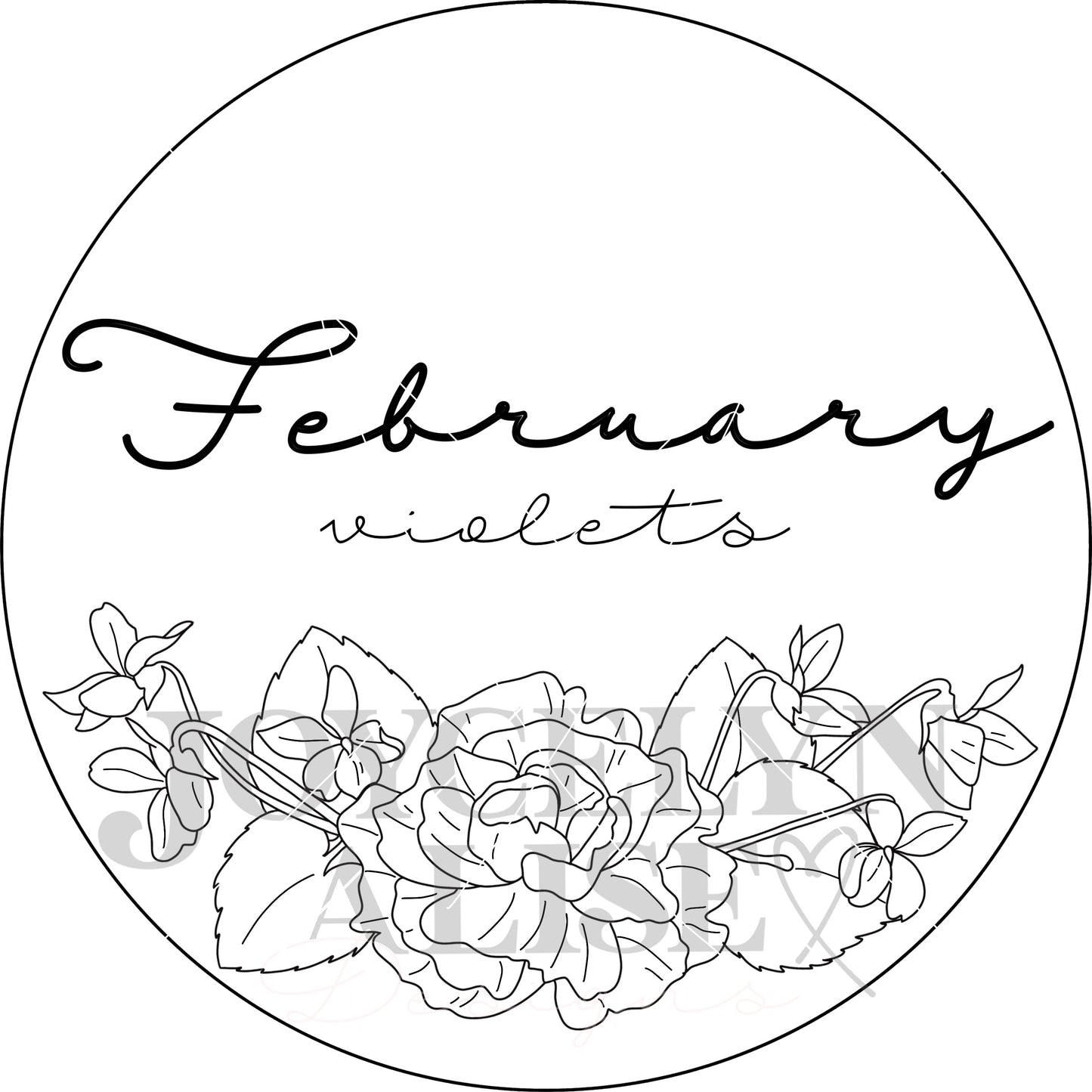 February violets + peony scroll saw template