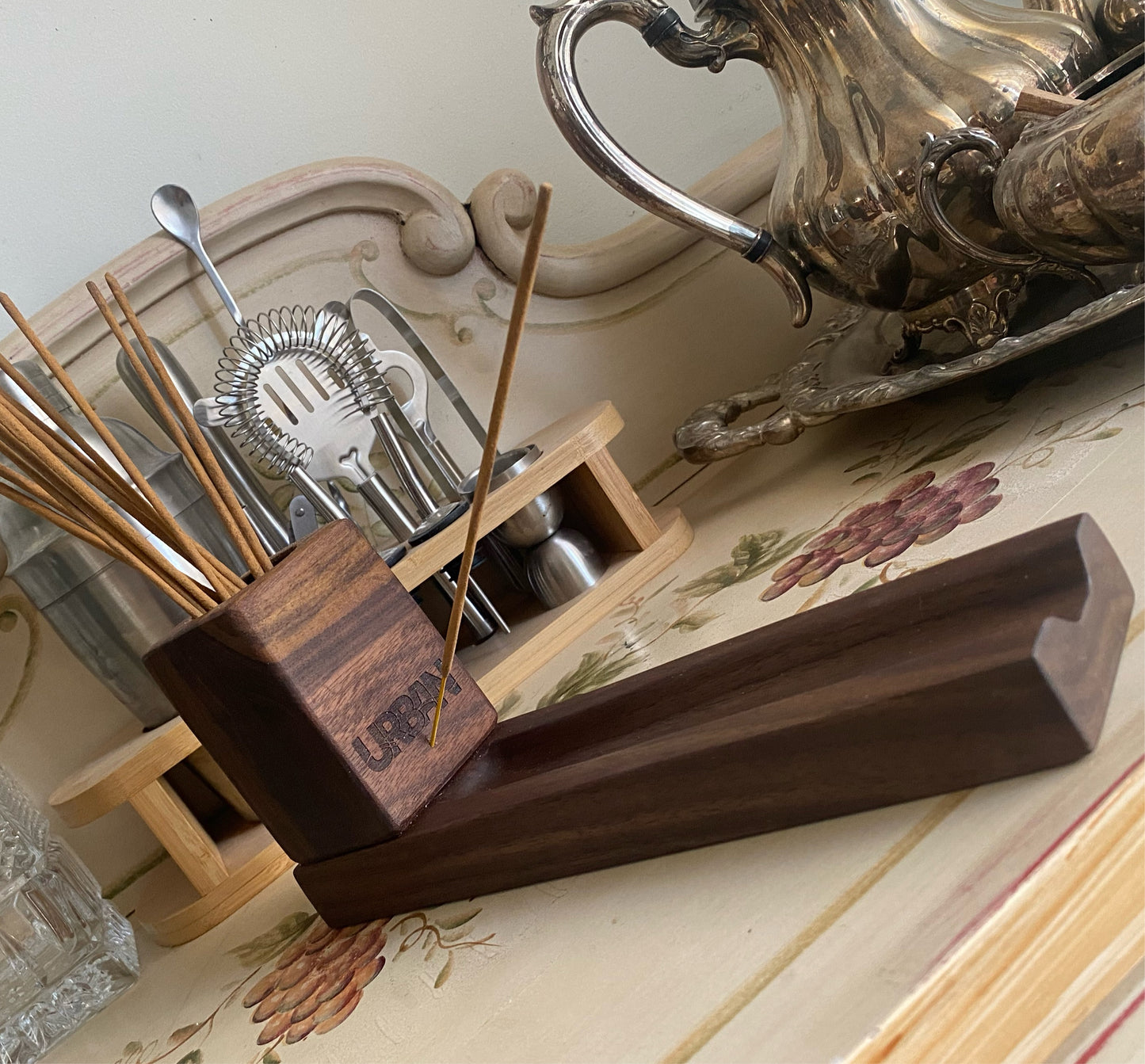 Walnut incense holder