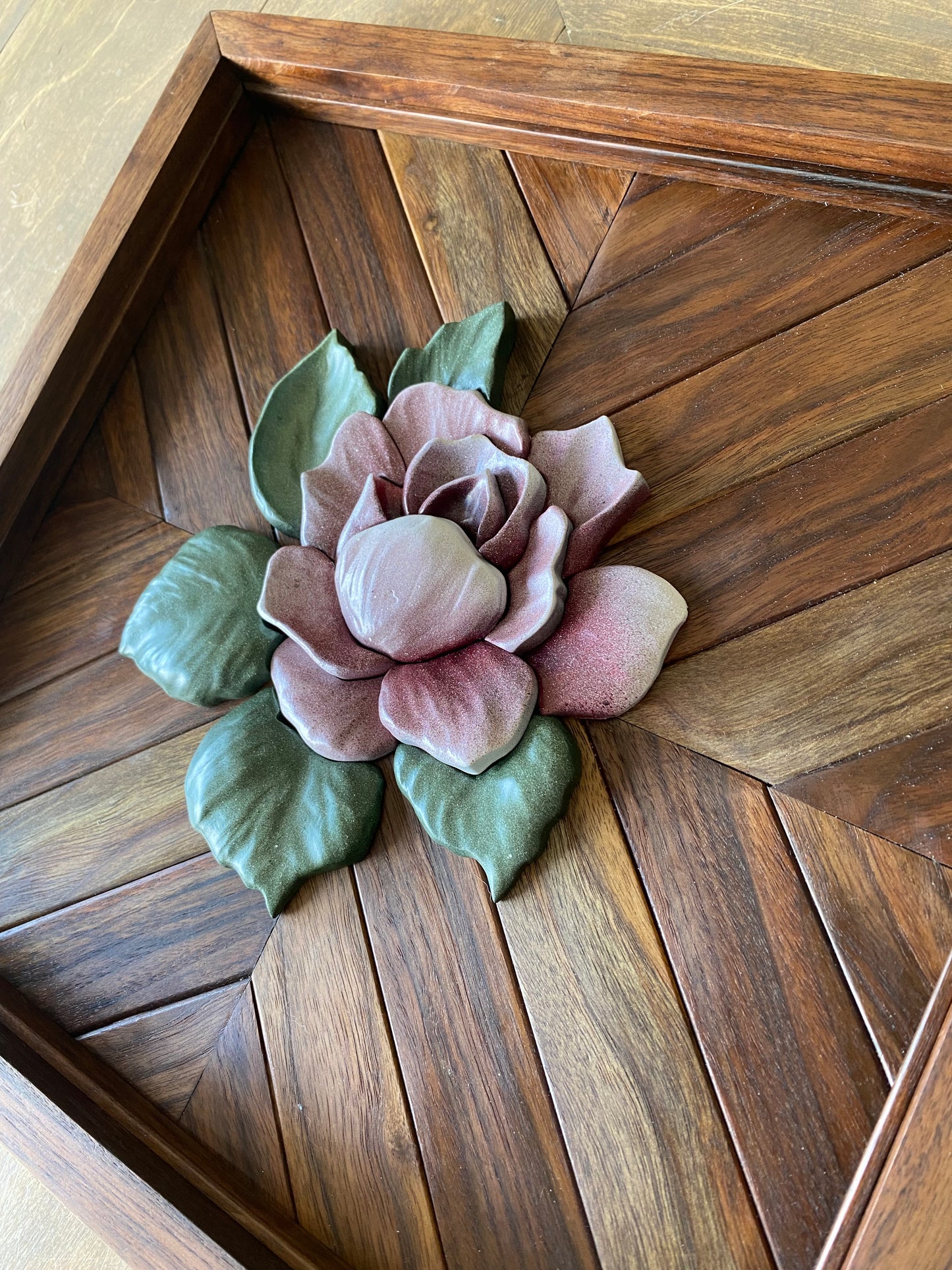 Vintage Rose on a Walnut mosaic