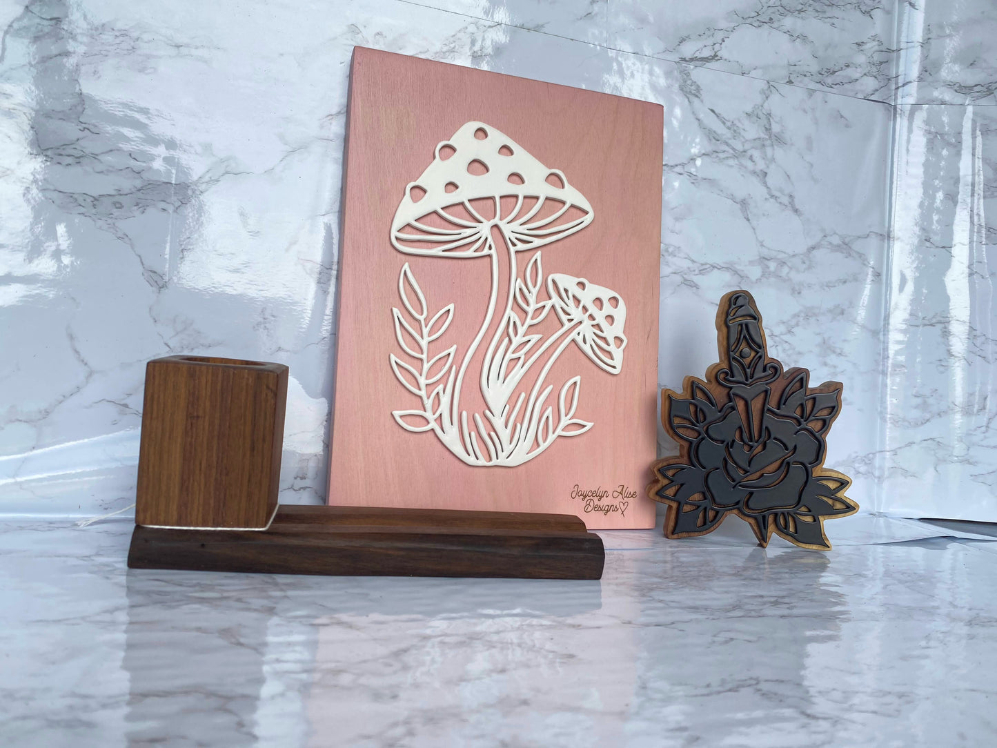 Handcut Mushrooms-wood art