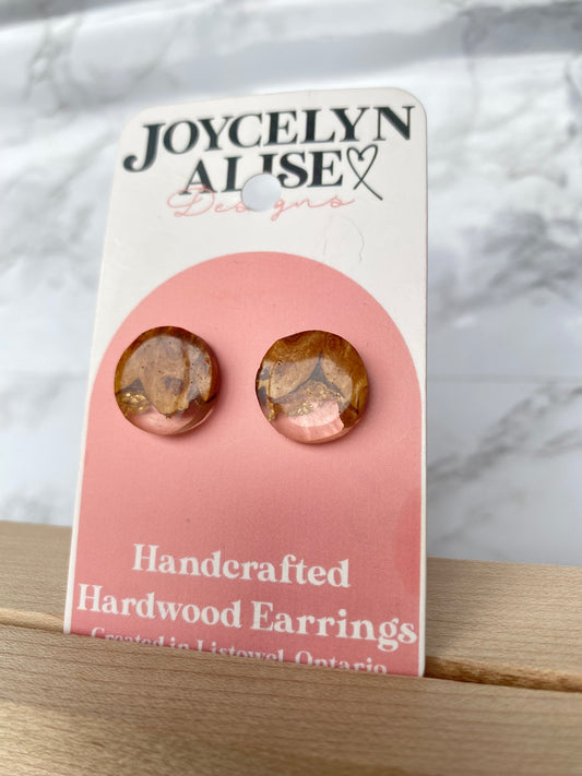 Maple burl+ clear glitter and gold foil OG style studs