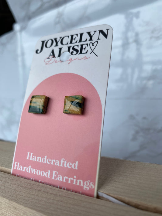 Soft maple + Green Resin square studs