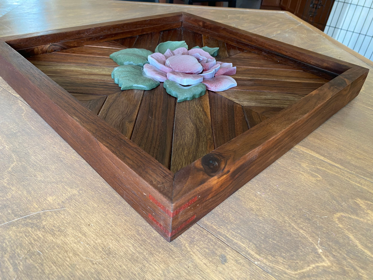 Vintage Rose on a Walnut mosaic