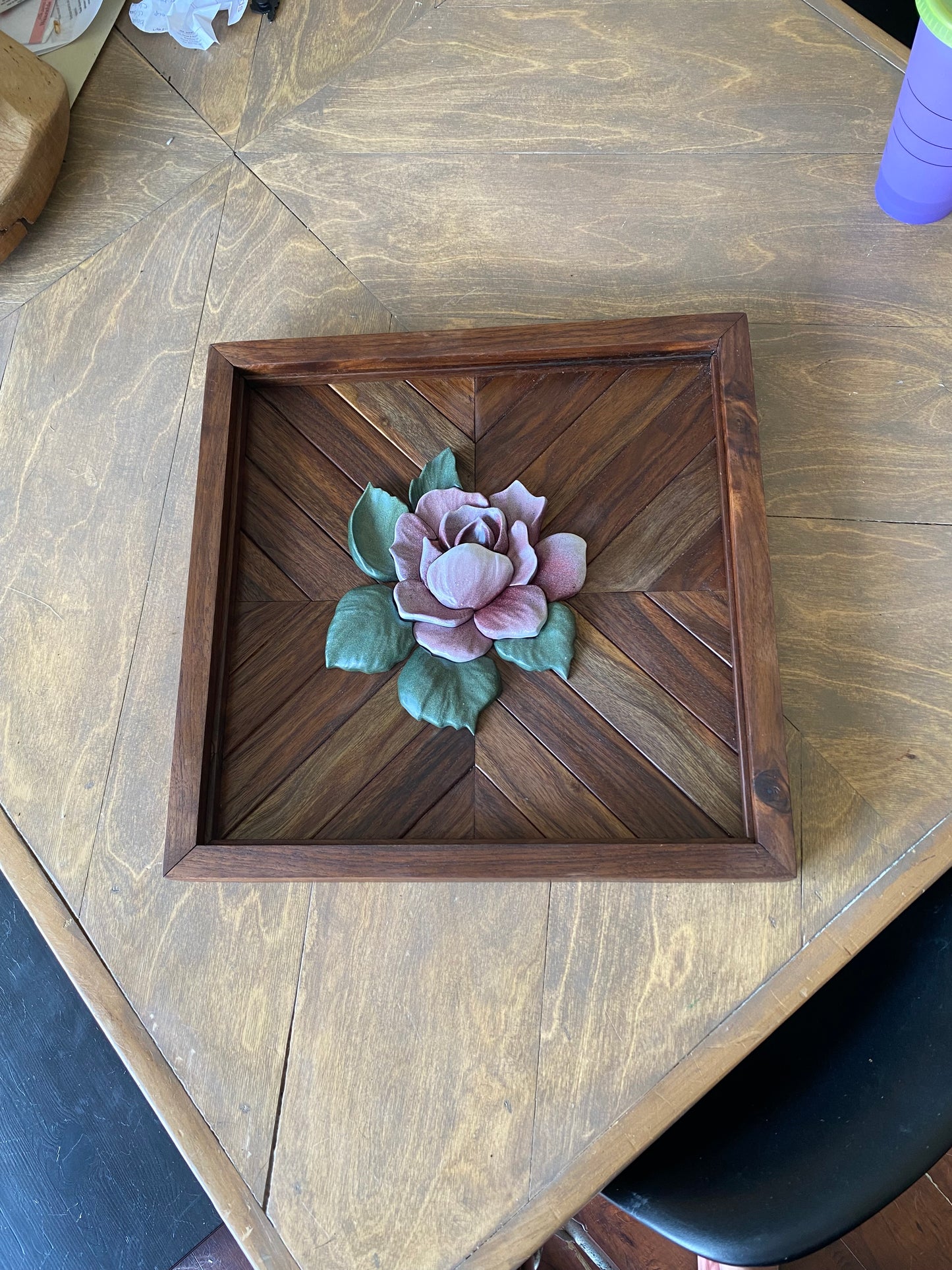 Vintage Rose on a Walnut mosaic