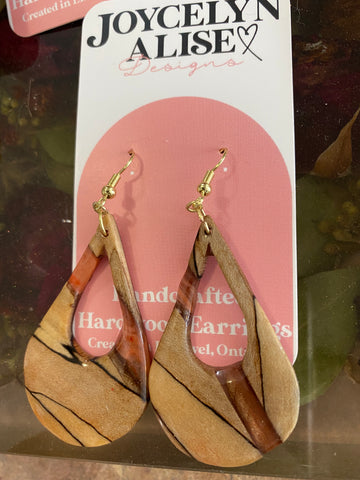 Spalted beech sunburst epoxy earrings