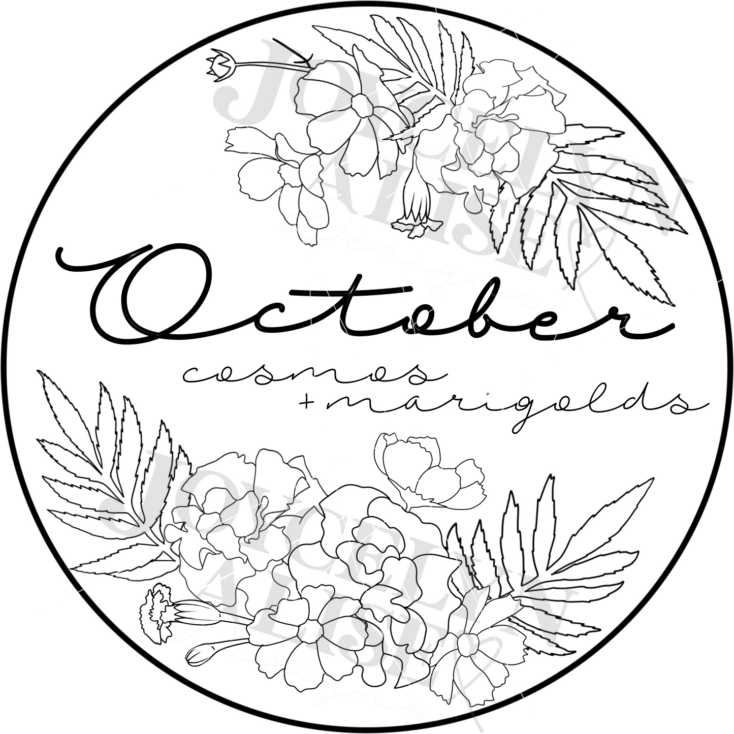 October marigolds + cosmos scroll saw template